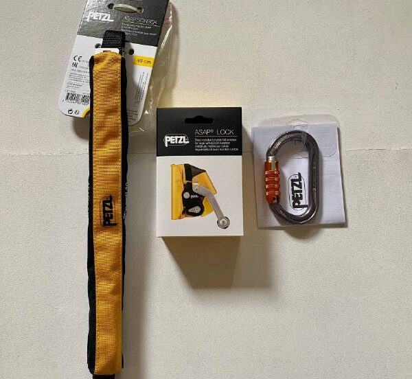 Комплект: страховочное устройство PETZL ASAP LOCK NEW + SORBER 40 cm + карабин Petzl OK TL